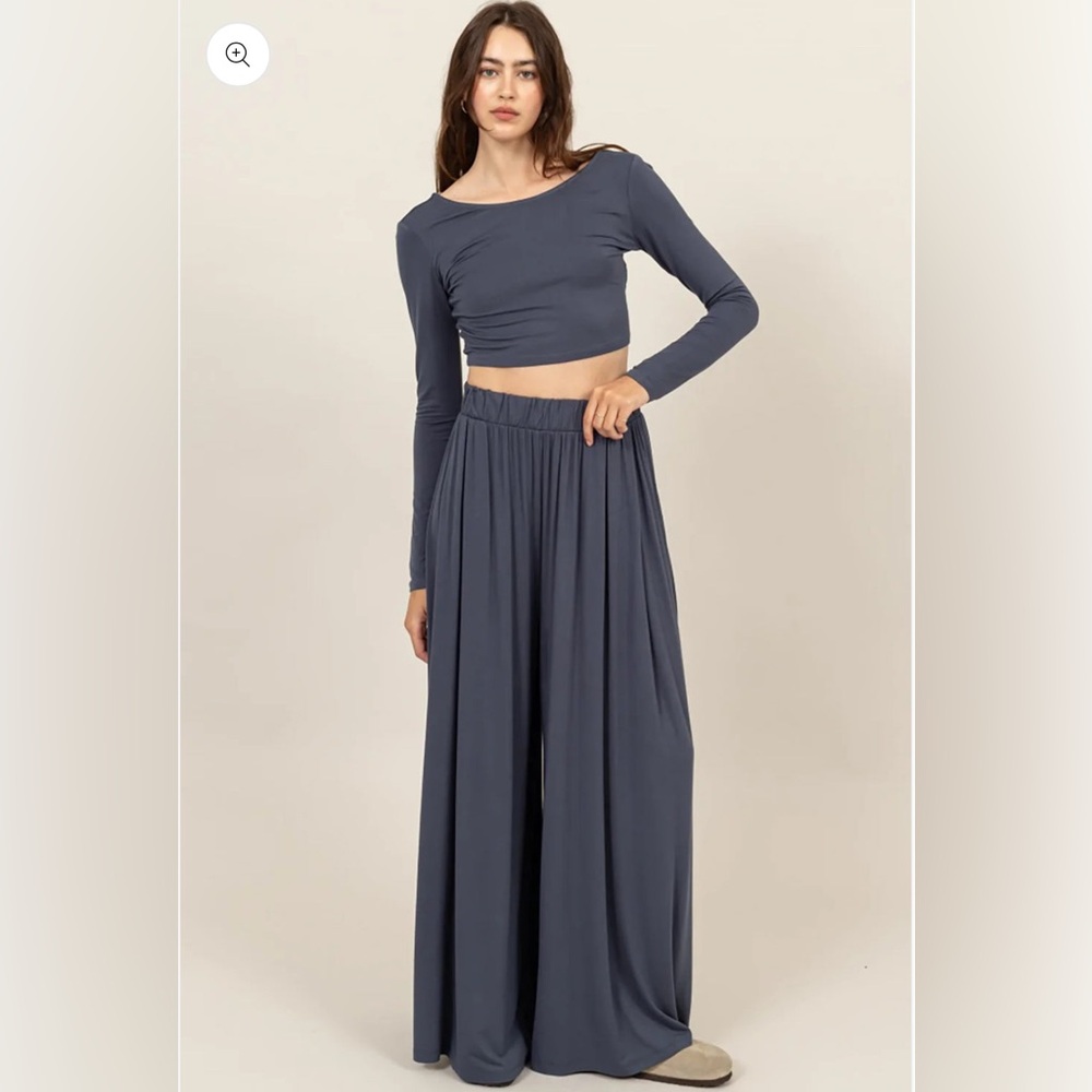 HYFVE Blue Slate 2 piece crop & wide leg pant set ( not skirt set)